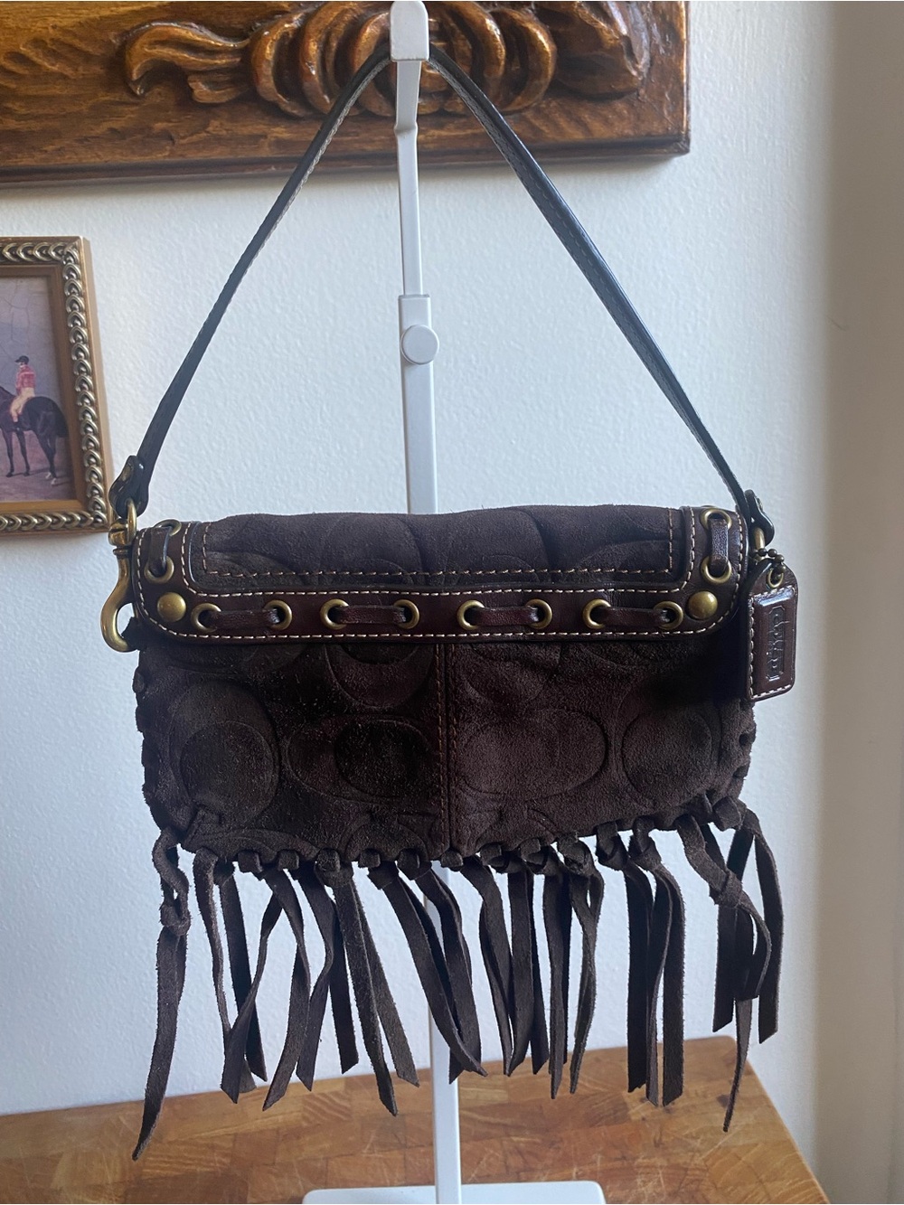 Coach Legacy Small Bag Brown Suede Boho - Picture 13 of 16